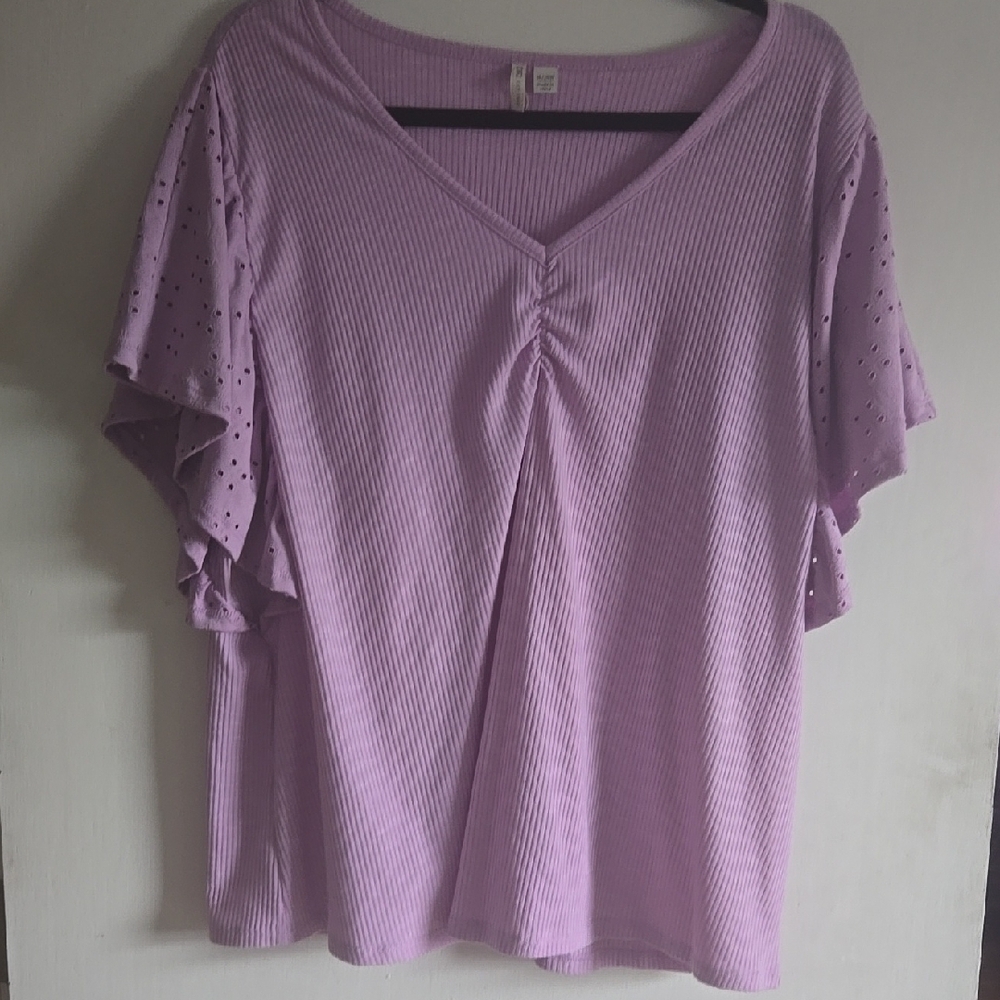 Lavender V-Neck Women's Top